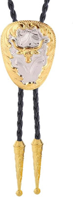 Vintage Bolo Tie for Men - Cow Skull Design Western Ties - Leather Bolo Necktie 
