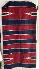 Navajo Native American Rug ~56"x29" Vintage Red & Blue Thick Saddle Blanket