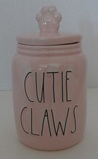 NEW RAE DUNN CUTIE CLAWS PINK PET DOG CAT TREAT JAR/CANISTER WITH PAW LID