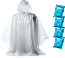 Disposable Rain Ponchos for Adults - Clear Ponchos with Hood, Compact and Clear,