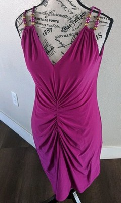 ADRIANNA PAPELL DRESS/NWOT/SIZE 8/RETAIL$159/LINED/Purple Ruched