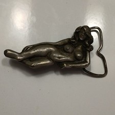 Capt Hawks Sky Patrol Nude Lady Vintage Belt Buckle 1979 Made in USA