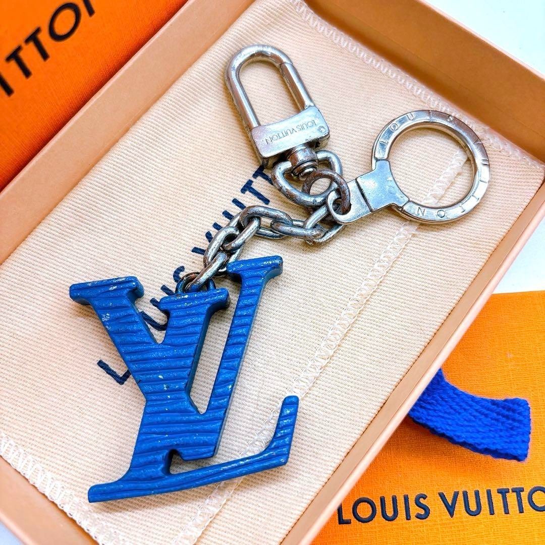 ルイヴィトン　LOUIS VUITTON キーホルダー Louis Vuitton M67148 Keychain Key Ring Blue LV Logo Porte