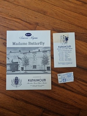 Kungsholm Miniature Grand Opera Theater Program And Ticket Stub Madame Butterfly