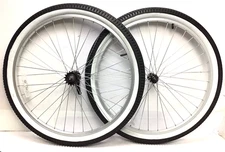 26" Beach Cruiser Wheel Set ALLOY C/B 2.125" Whitewall Tires Bicycle #A22