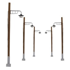 Evemodel 5 Stück Spur H0 1:87 warm weiß LED Mast aus Holz Lampen Straßenlaternen