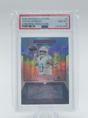 Justin Herbert #5 2025 Panini Rookies & Stars Airborne Signature card