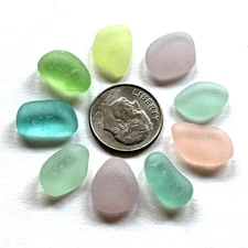 Surf Tumbled Sea Glass  “Jewelry Quality”  9 Sweet Small Pastel Pieces