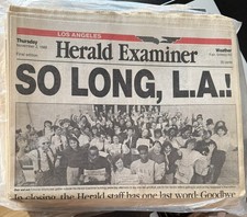 Herald Examiner 1980s Newspaper Nov 2 1989 Los Angeles FINAL EDITION Rare