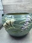 Vintage Roseville Pottery Green Fresia Jardiniere 2-Handle Pot 669-6 Art Deco