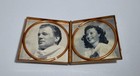 Vtg 1950s Rhinestone Double Miniature Brass Folding Picture Frame & Photos CJ74 — photo 9