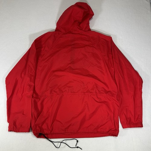 Vintage LL Bean Jacket Mens Large Red 90s Anorak 1/4 Zip Pullover Windbreaker - Picture 2 of 5