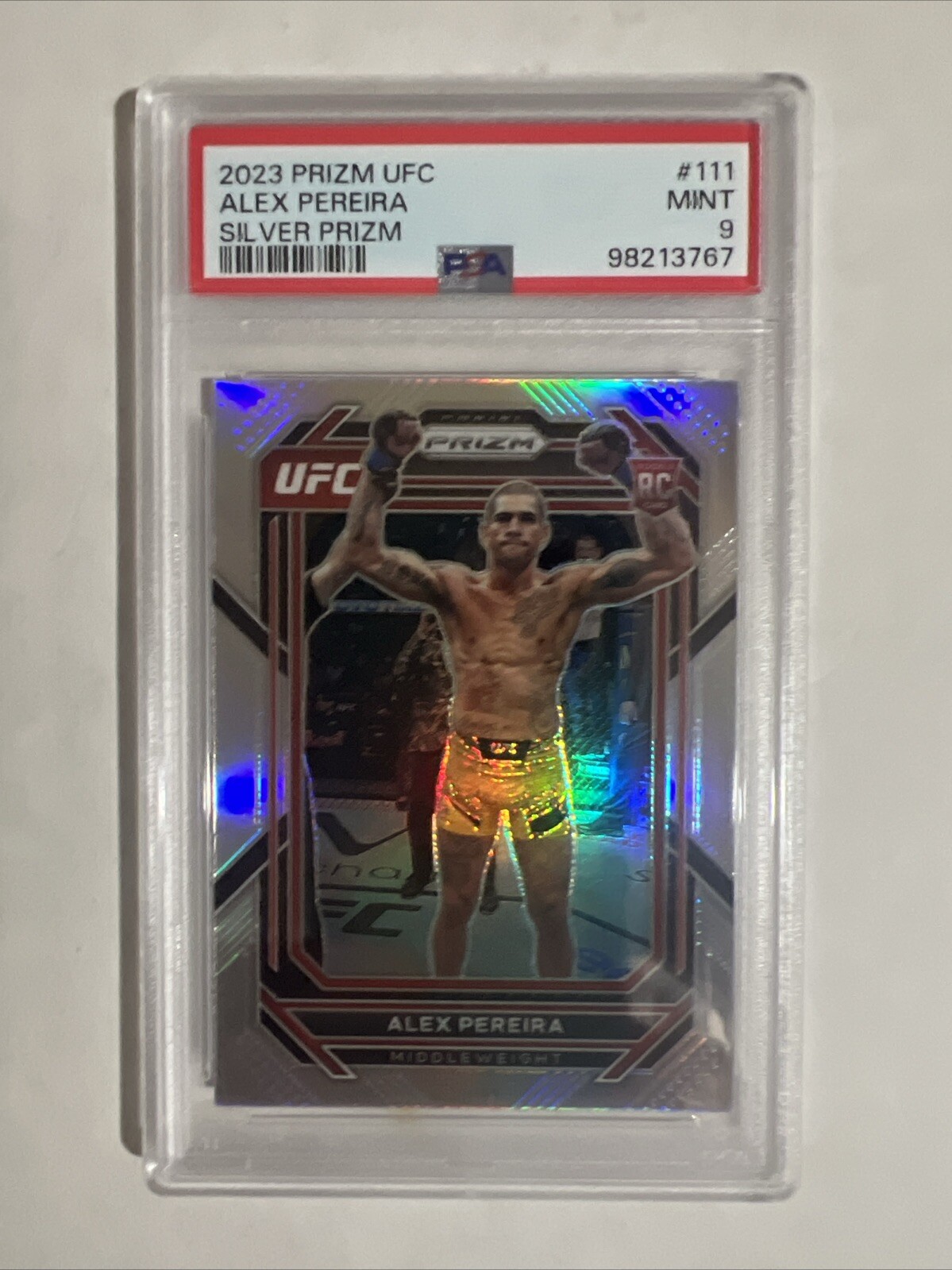 ALEX PEREIRA Rookie Silver Prizm PSA 9 2023 Panini Prizm UFC #111 RC