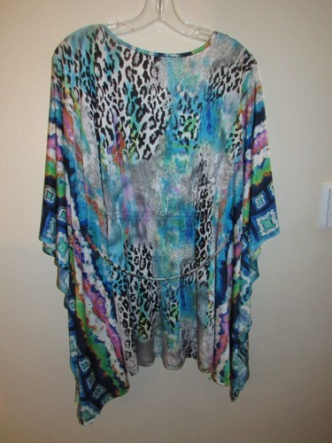 Alberto Makali Womens Top Large Tunic Floral Print Colorful Caftan Artsy Blouse - Picture 8 of 10