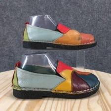 Socofy Shoes Womens 7.5 Danifer Patchwork Loafer Multicolor Casual Slip On Flats