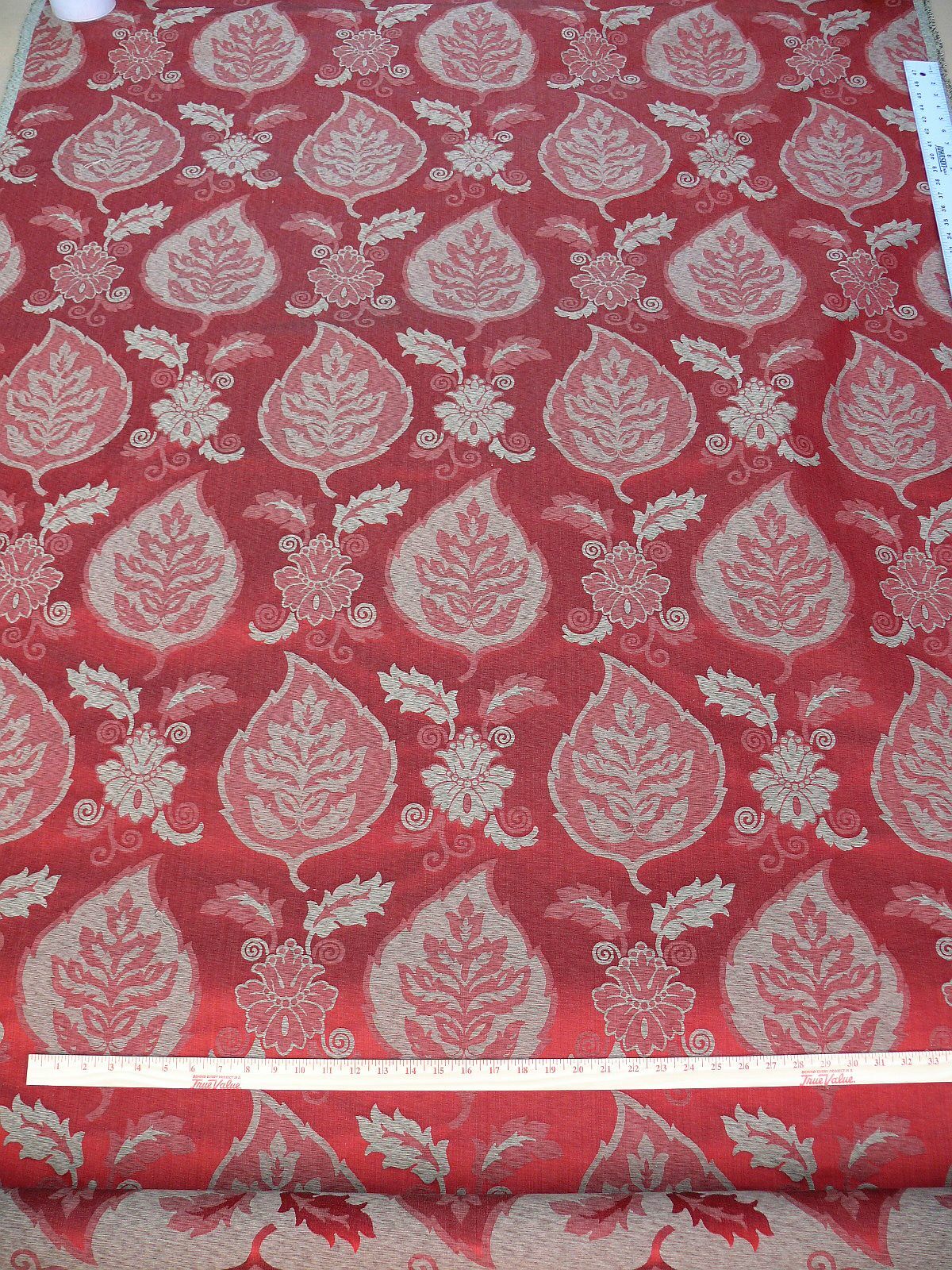 5.75Y SCALAMANDRE OLD WORLD WEAVERS SILK LEAVES RUSSET RED FOLIAGE