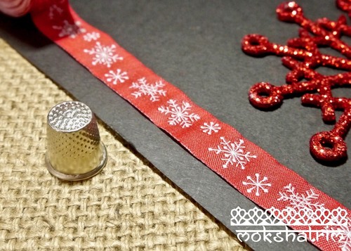 Red Snowflake Christmas Jacquard Art Ribbon Dog Collar MA920 - Picture 3 of 5