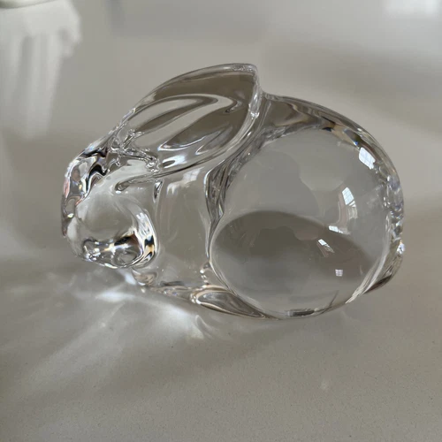 Vintage Val Saint Lambert De Sousa crystal rabbit paperweight +500g