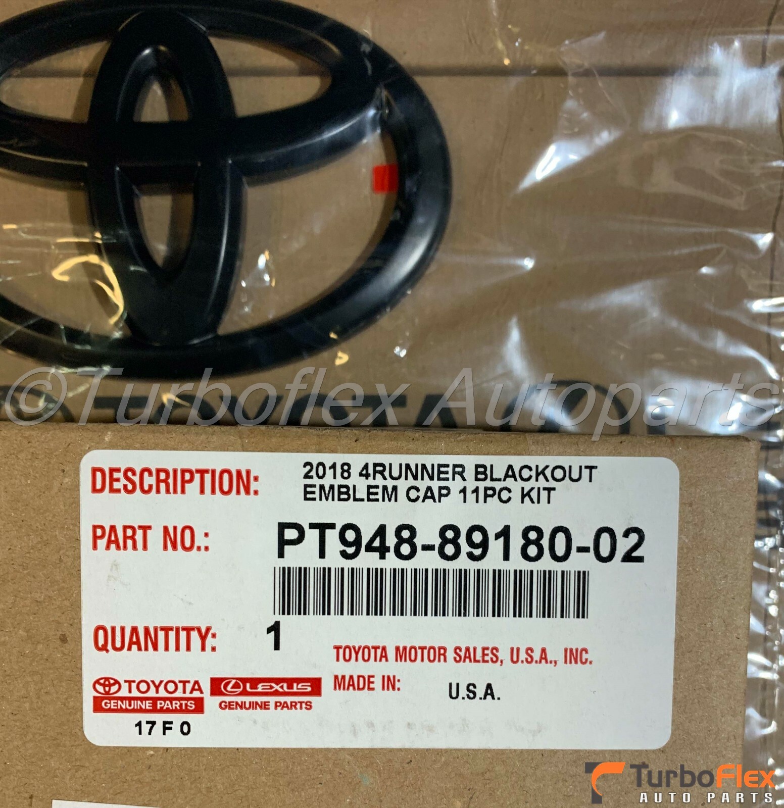 Toyota 4Runner SR5 2010-2024 Blackout Emblem Overlay Kit PT948-89180-02 ...