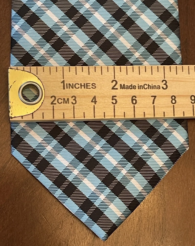 Corbata de cuello Adolfo azul negra hecha a mano 100 % poliéster para hombre hecha en China Foto 4 de 4