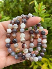 Grade A  Botswana Agate Crystal Bead Bracelet 8mm, Genuine Gemstone Bracelet