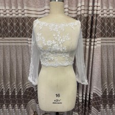 Long Sleeve Wedding Jacket Lace-up back Wrap Bridal Lace Appliques Top Shawl