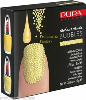 Pupa Bubbles Nail Art – 3D-Nageldesign Mit Perl-Effekt | Farbe: Lemon Bubbles (010) | Inkl. Nagellack & Kleine Farbperlen