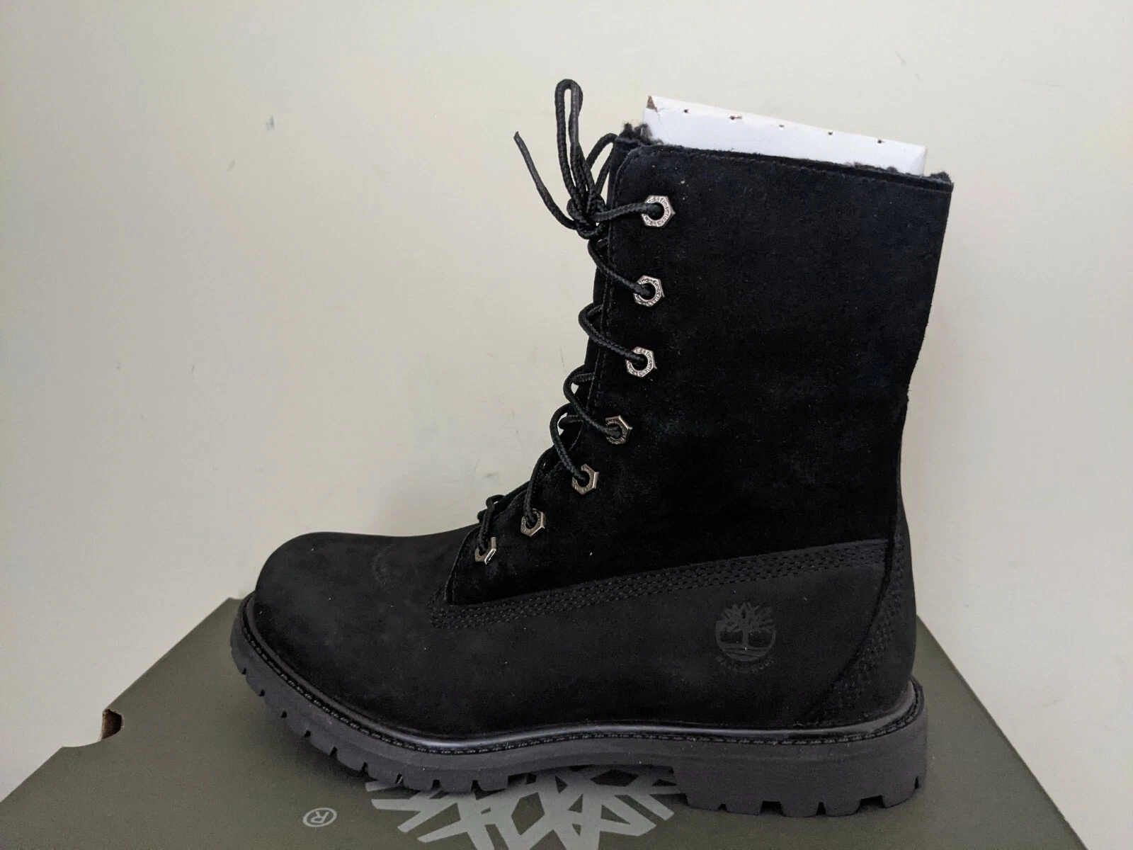 Stivali pieghevoli Timberland da donna autentici 6" impermeabili in pile nuovi con scatola