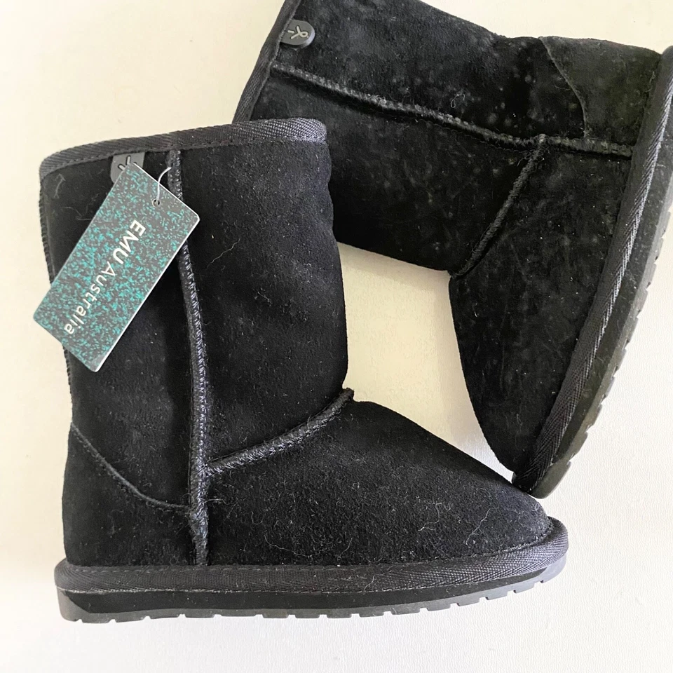 Новый EMU Австралии детский «Wallaby Lo» ботинки в черной замше размер 10 - Изображение 2 из 4