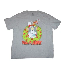 Womens XXL Christmas Graphic Tee T-Shirt Tom and Jerry 