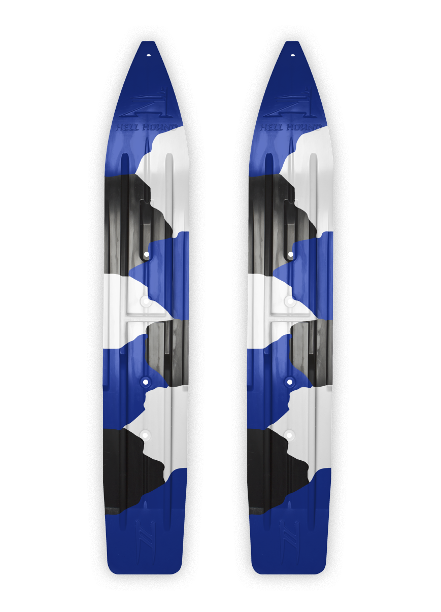 Slydog Powder Hound 8" Snowmobile Skis (Pair) - Black, For Deep Powder & Off-Trail Riding