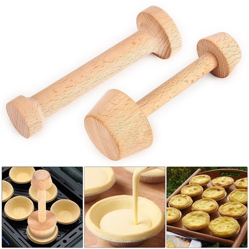 2Pcs Set Wooden Tart Tamper Set Double Side Pastry Dough Tamper Egg