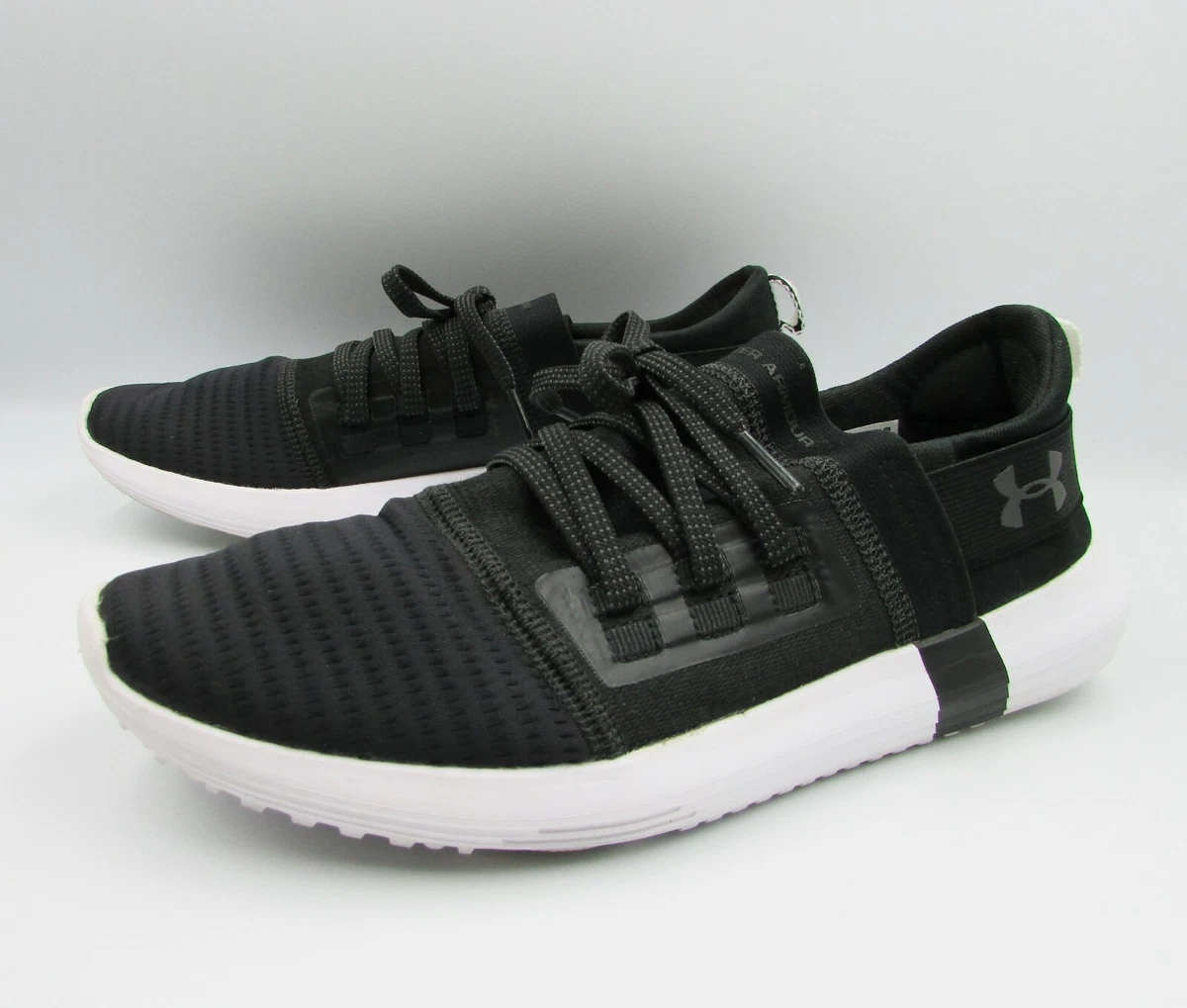 Under Armour UA Womens Sz 8 39 Black White Vibe Elastic Slip On