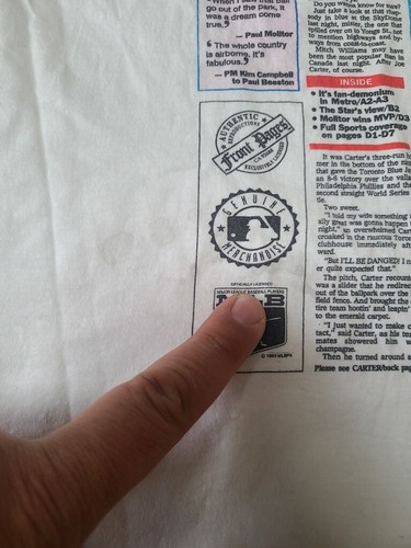 Okay Blue Jays Shirt Newspaper Offical Reprint Xl 1993 - Picture 4 of 5
