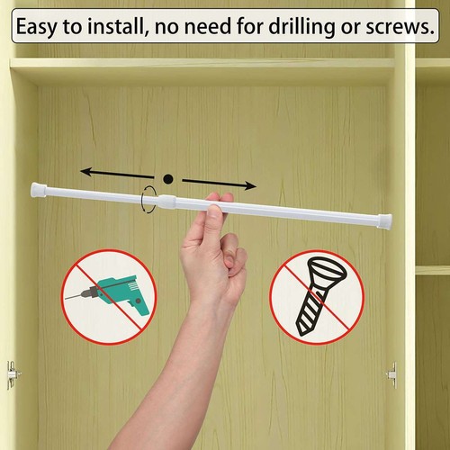 12-20" Tension Curtain Rod Spring Load Adjustable Curtain Pole Heavy-Duty Steel - Picture 3 of 12