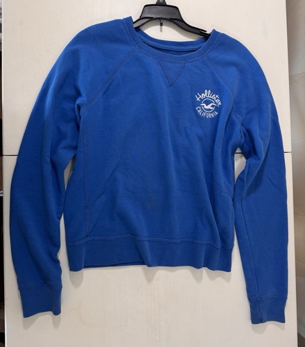 Hollister Women's Cropped Blue Sweatshirt - Size Large