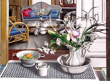 NANCY HAGIN Original HAND SIGNED SCREENPRINT Summer House 82/120 BIG SERIGRAPH