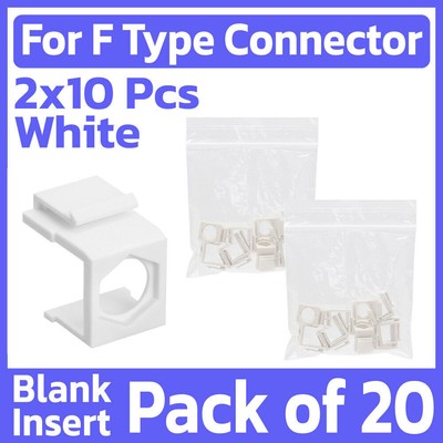 20 Pack Blank Keystone Jack Insert With Hole for RCA F-Type BNC Connector White