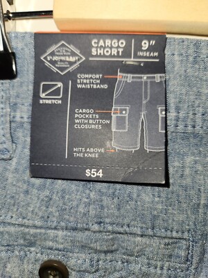 NEW St Johns Bay SIZE 34 Mens LINEN BLEND Cargo Shorts Blue *B3 BEACH