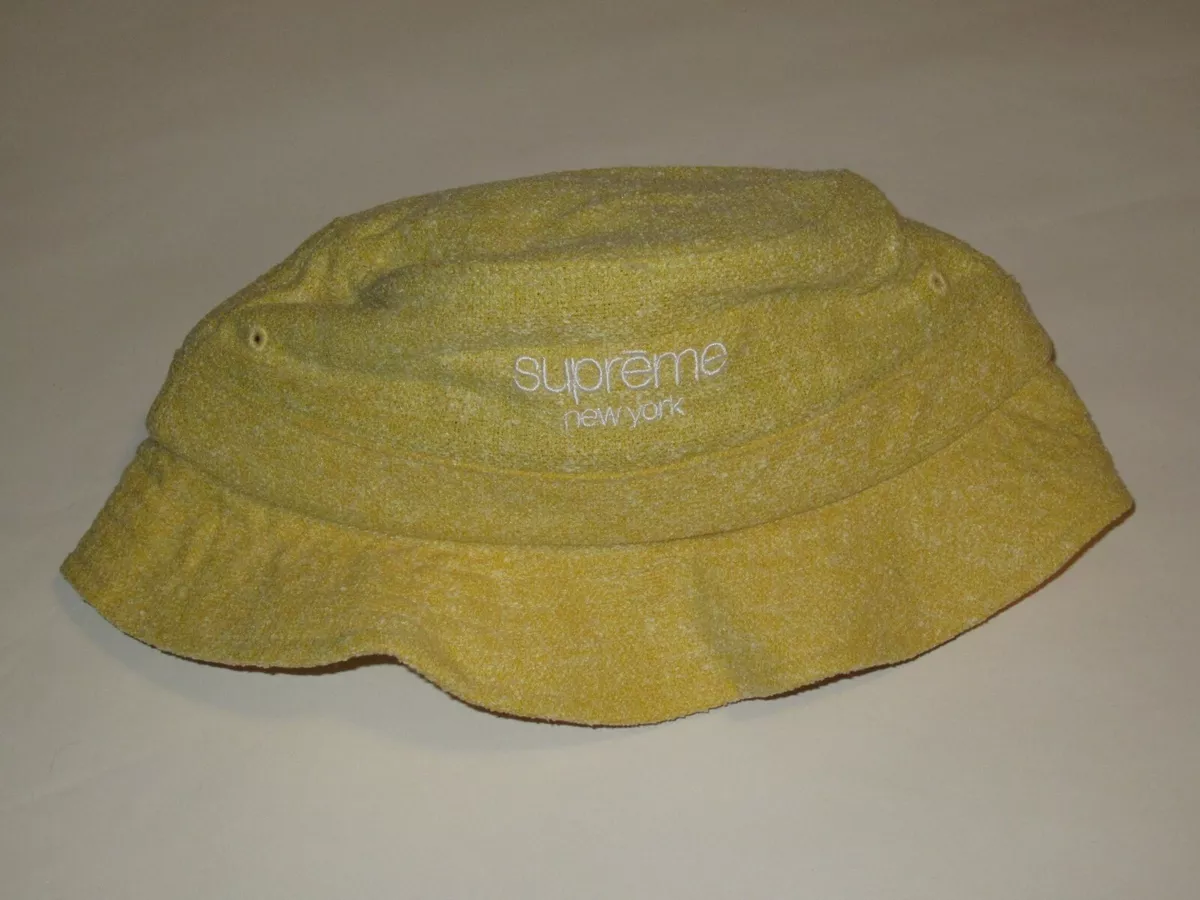 SUPREME Classic Logo Terry Crusher YELLOW Bucket Hat Small/Medium NEW! S/S  2021