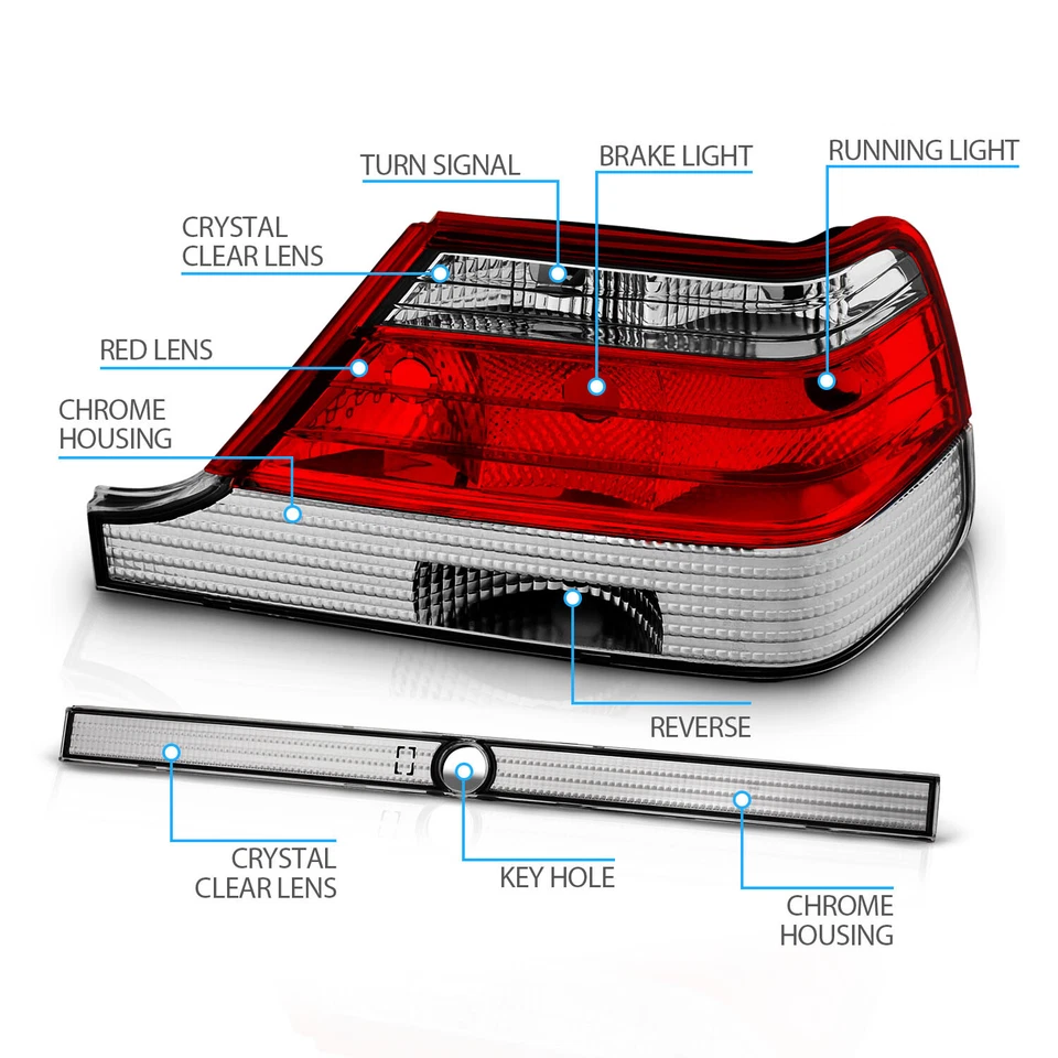 Par de luces traseras transparentes rojas para Mercedes-Benz W140 Clase S 1995-1999 Foto 4 de 4