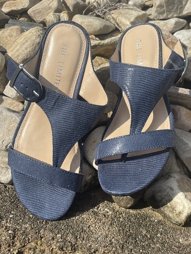 THE LIMITED Navy Blue Faux Snake Skin Loafers Slides Sandals Shoes 6 ❤️blt15m15 - Picture 5 of 10