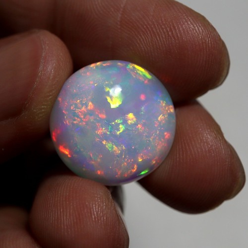 18.5 MM 13.4Ct Natural AAA Green Red Yellow Flash Fire White Base Opal Round Gem - Picture 7 of 12