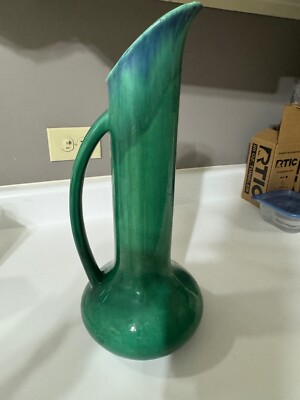 Vintage MCM 1960s ROYAL HAEGER Pottery Ewer Pitcher Blue/Green Vase 17'' RG86