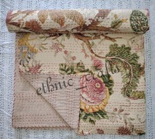 Indian Handmade Quilt Vintage Kantha Bedspread Hippie Reversible Quilt