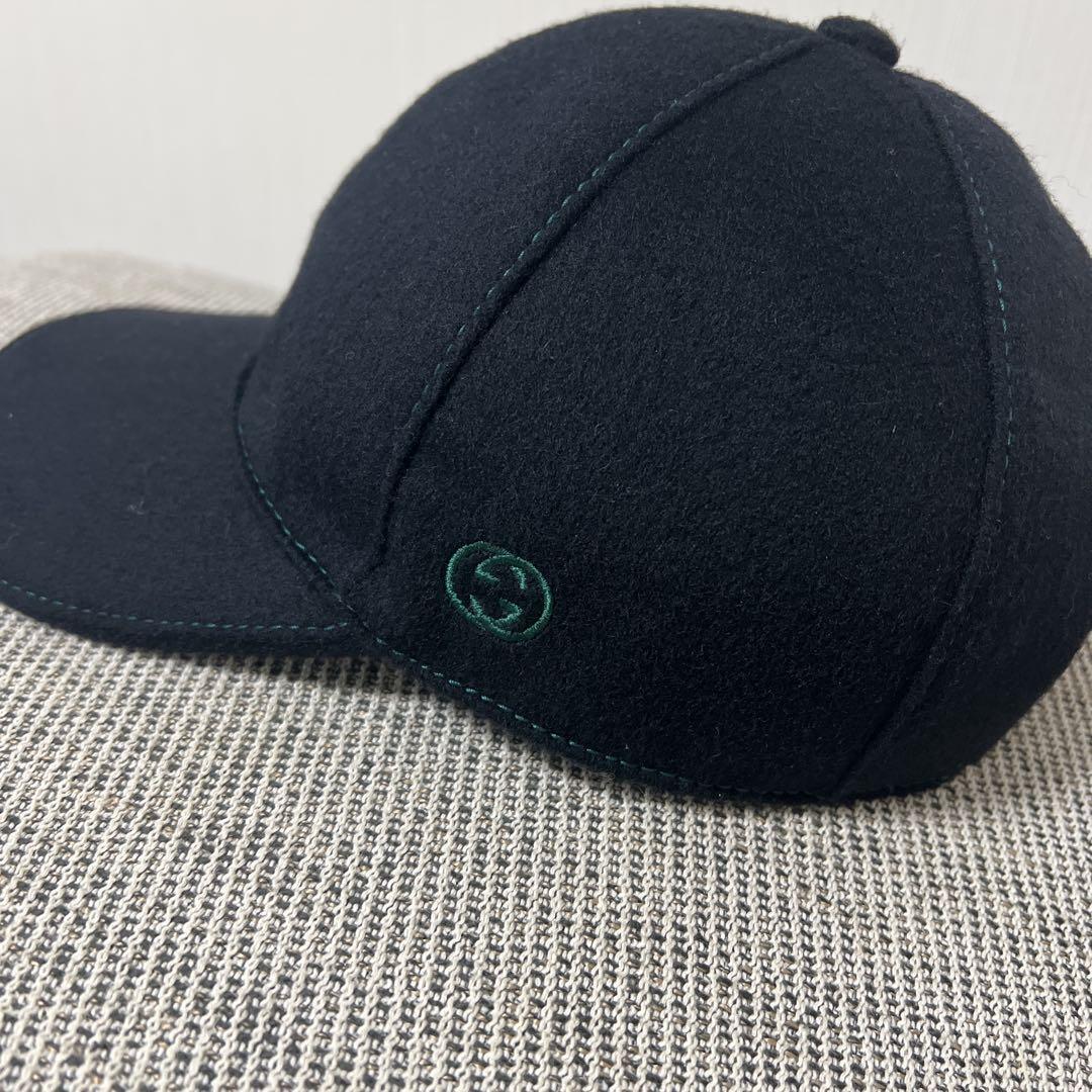 GUCCI Interlocking GG Logo Wool Baseball Cap Black size S w  display picture 1