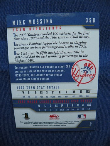 2003 Donruss baseball Team Heroes GLOSSY Mike Mussina New York Yankees #358 - Picture 2 of 2