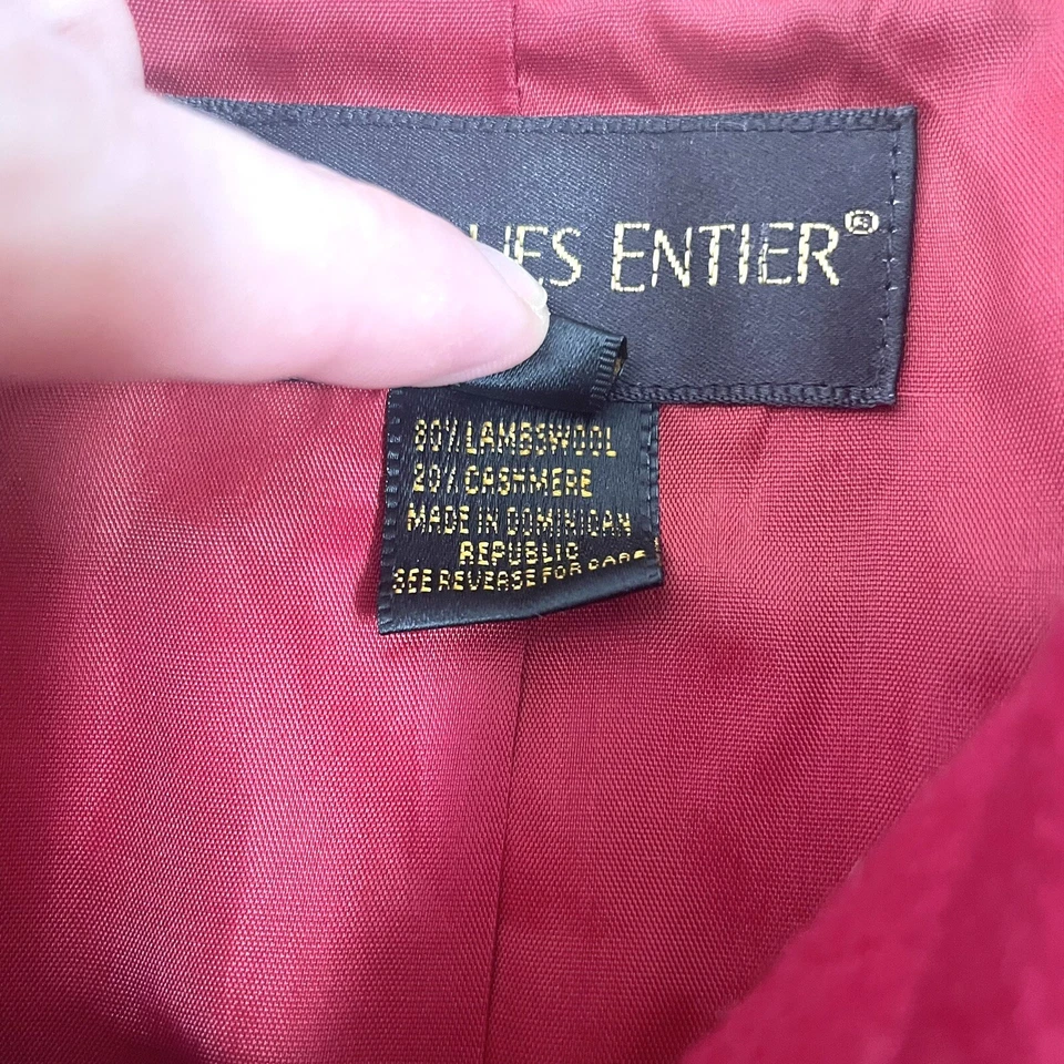 Classiques Entier Lambswool Cashmere Classic Button Front Coat Red Size Large — 第 4/4 张图片