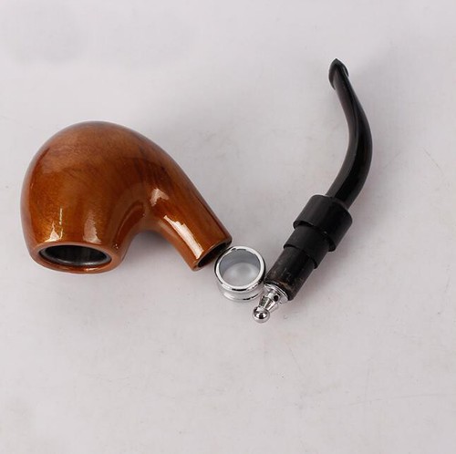 Vintage Smoking Pipe Imitation Wood Carved Leaf Cigarette Tobacco Filter Pipes - Picture 3 of 5