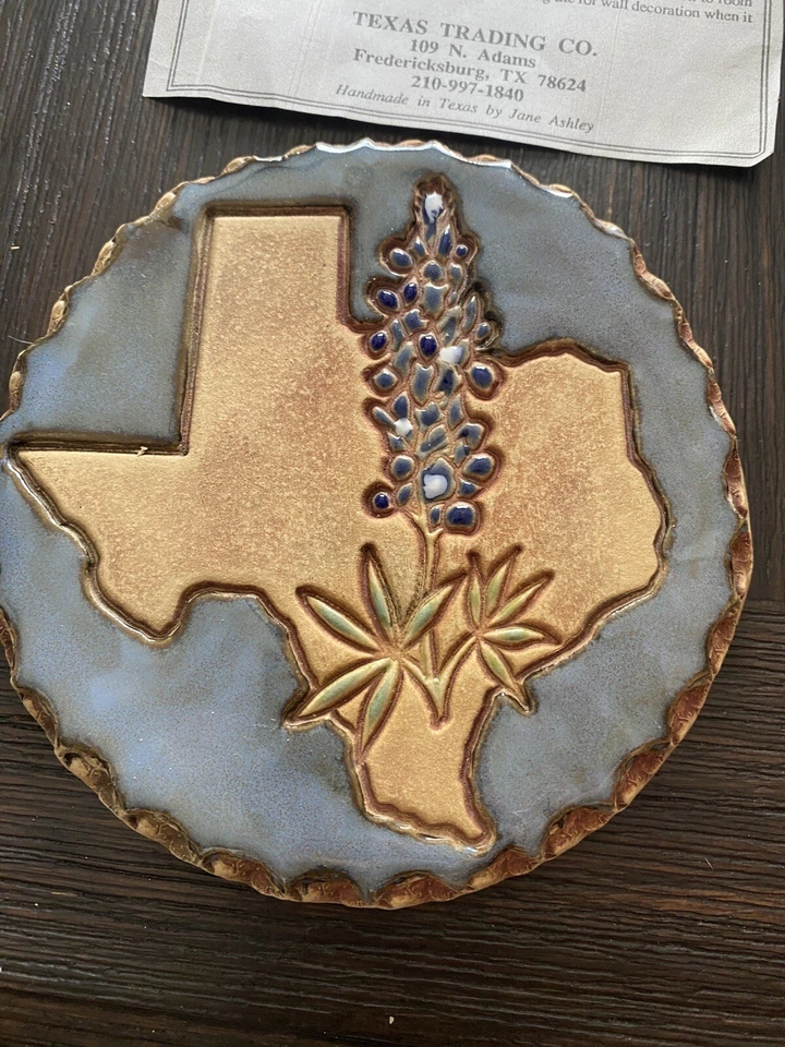 Azulejo de comida hecho a mano de gres de Texas bluebonnet Trivet Jane Ashley Fredericksburg  Foto 3 de 4